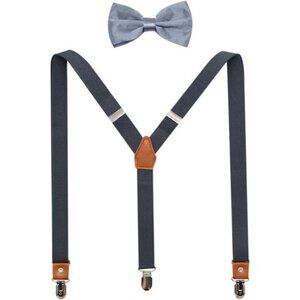 Suspenders And Pre-Tied Bowtie Set For Boys And Men, Casual And Formal